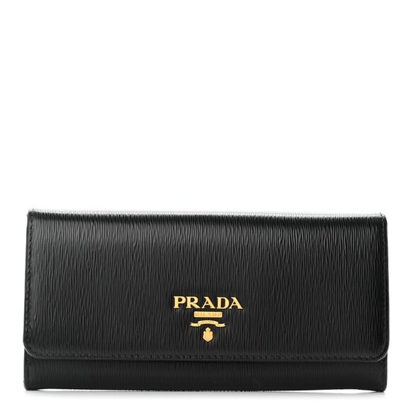Prada Vitello Move Continental Flap Travel Wallet Black - Picture 1 of 5